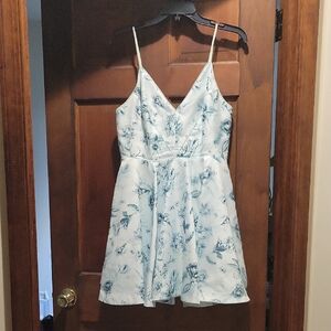 Silence + Noise White and Blue Floral Mini Dress